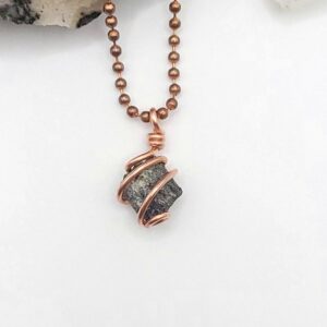 Serpentine Necklace, Copper Wire Wrapped Serpentine Pendant | Can Help Clear Blocked Energy In Chakras