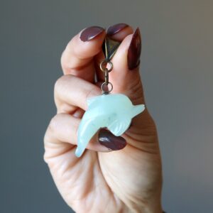 Serpentine Pendant Playful Dolphin Lucky Green Animal Stone Serpentine Pendant Playful Dolphin Lucky Green Animal Stone