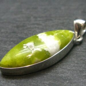 Unique Lizardite Serpentine Silver Pendant From Norway - 1.6" Unique Lizardite Serpentine Silver Pendant From Norway - 1.6"