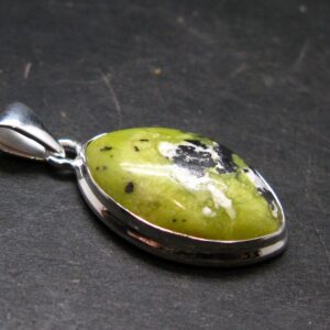 Unique Lizardite Serpentine Silver Plated Pendant From Norway - 1.4" - 5.11 Grams Unique Lizardite Serpentine Silver Plated Pendant From Norway - 1.4" - 5.11 Grams