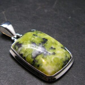 Unique Lizardite Serpentine Silver Plated Pendant From Norway - 1.5" - 6.50 Grams Unique Lizardite Serpentine Silver Plated Pendant From Norway - 1.5" - 6.50 Grams