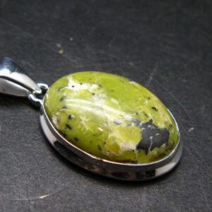 Unique Lizardite Serpentine Silver Plated Pendant From Norway - 1.4" - 5.69 Grams Unique Lizardite Serpentine Silver Plated Pendant From Norway - 1.4" - 5.69 Grams