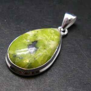 Unique Lizardite Serpentine Silver Plated Pendant From Norway - 1.5" - 4.98 Grams Unique Lizardite Serpentine Silver Plated Pendant From Norway - 1.5" - 4.98 Grams