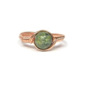 Russian Serpentine 14k Rose Gold Filled Wire Wrapped Ring