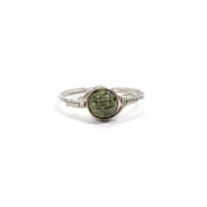 Russian Serpentine .999 Fine Silver Wire Wrapped Ring