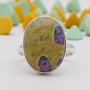 Tasmanian Serpentine Atlantis It Ring, 925 Sterling Silver Gemstone Ring, Perfect Anniversary Or Wedding Ring For Women