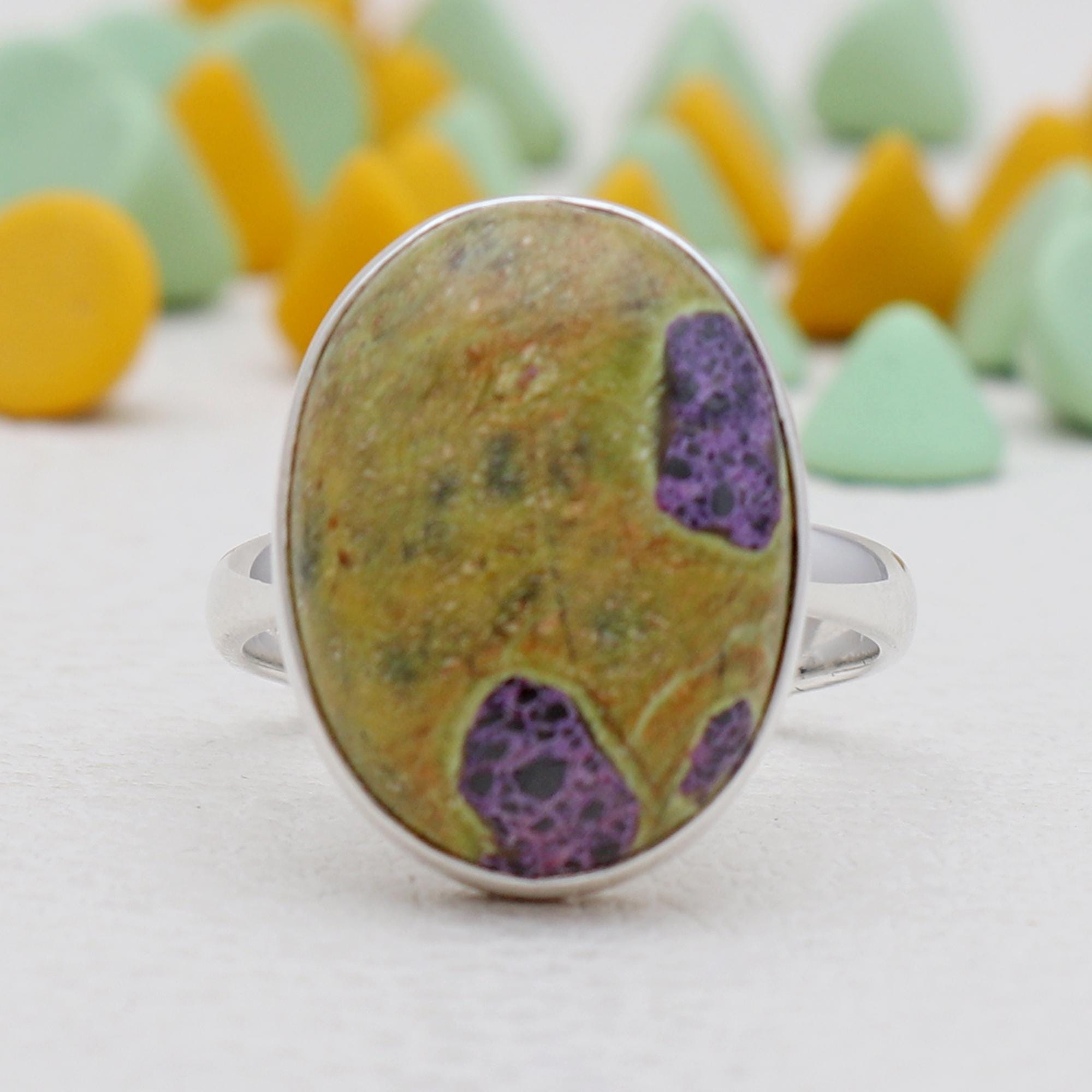Tasmanian Serpentine Atlantis It Ring, 925 Sterling Silver Gemstone Ring, Perfect Anniversary Or Wedding Ring For Women