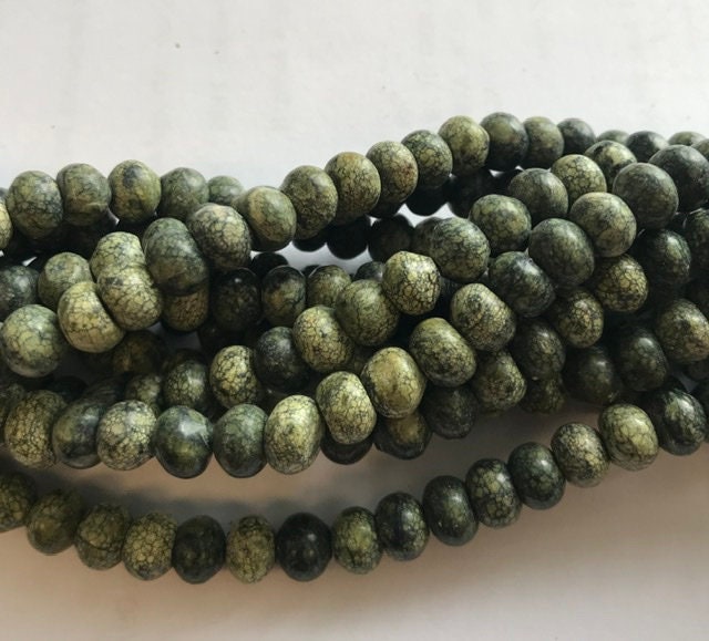 Serpentine 10x6mm Rondelle Gemstone Beads--15.5''