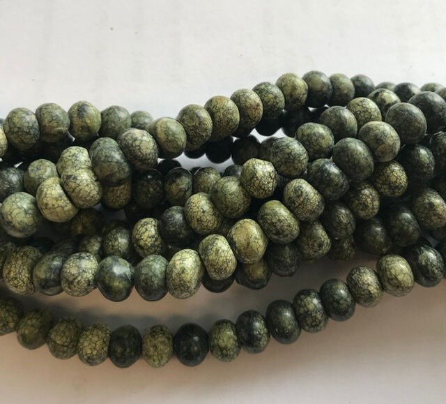 Serpentine 8x5mm Rondelle Gemstone Beads--15.5''