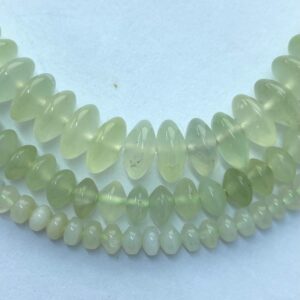 Serpentine rondelle gemstone beads, available in 4, 6 and 9mm. 15” strand of celery green Rondelle/saucer beads. New Jade.