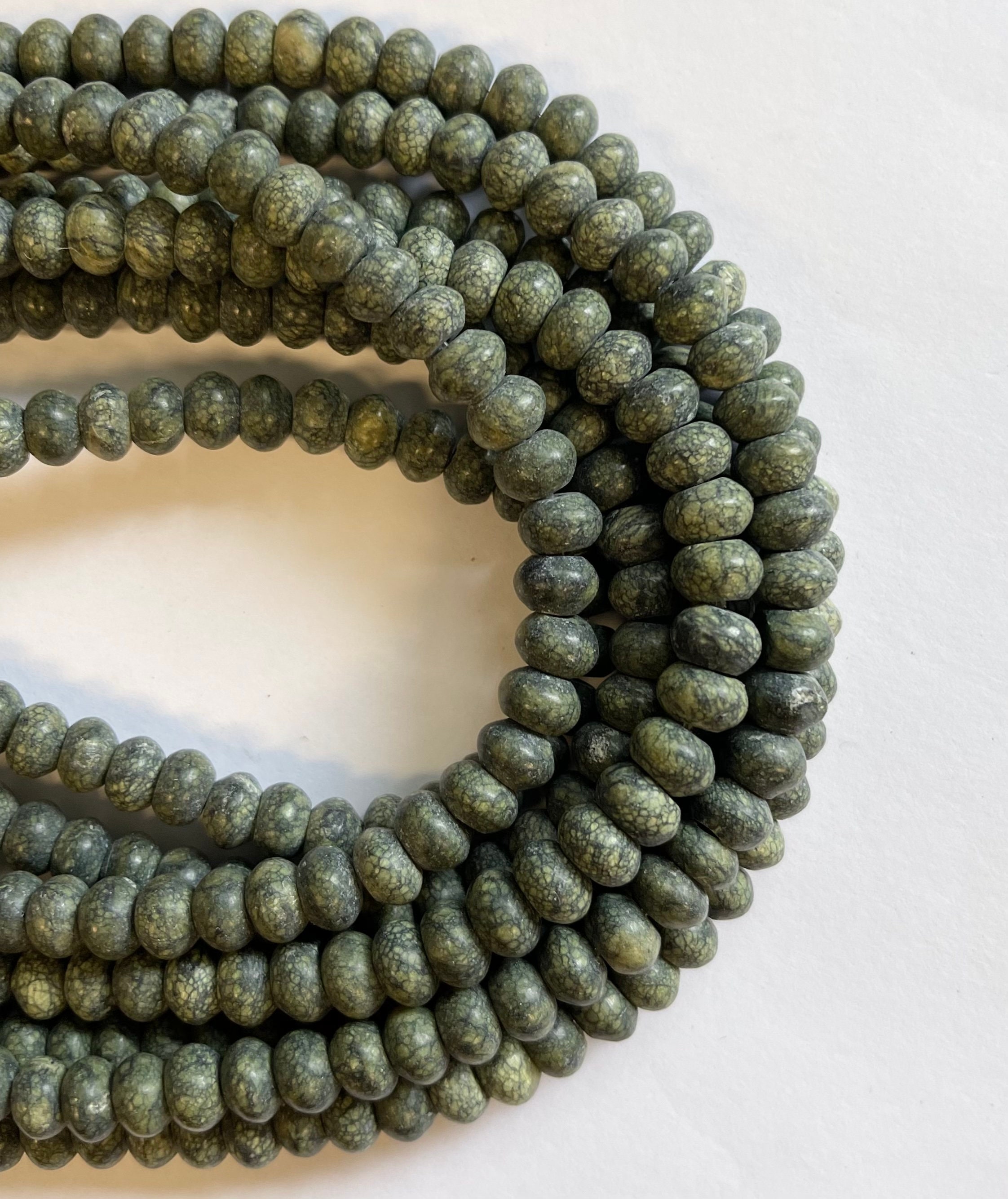 Natural Serpentine Rondelle Gemstone Bead--8x5mm~ -15.5 Inch Strand-