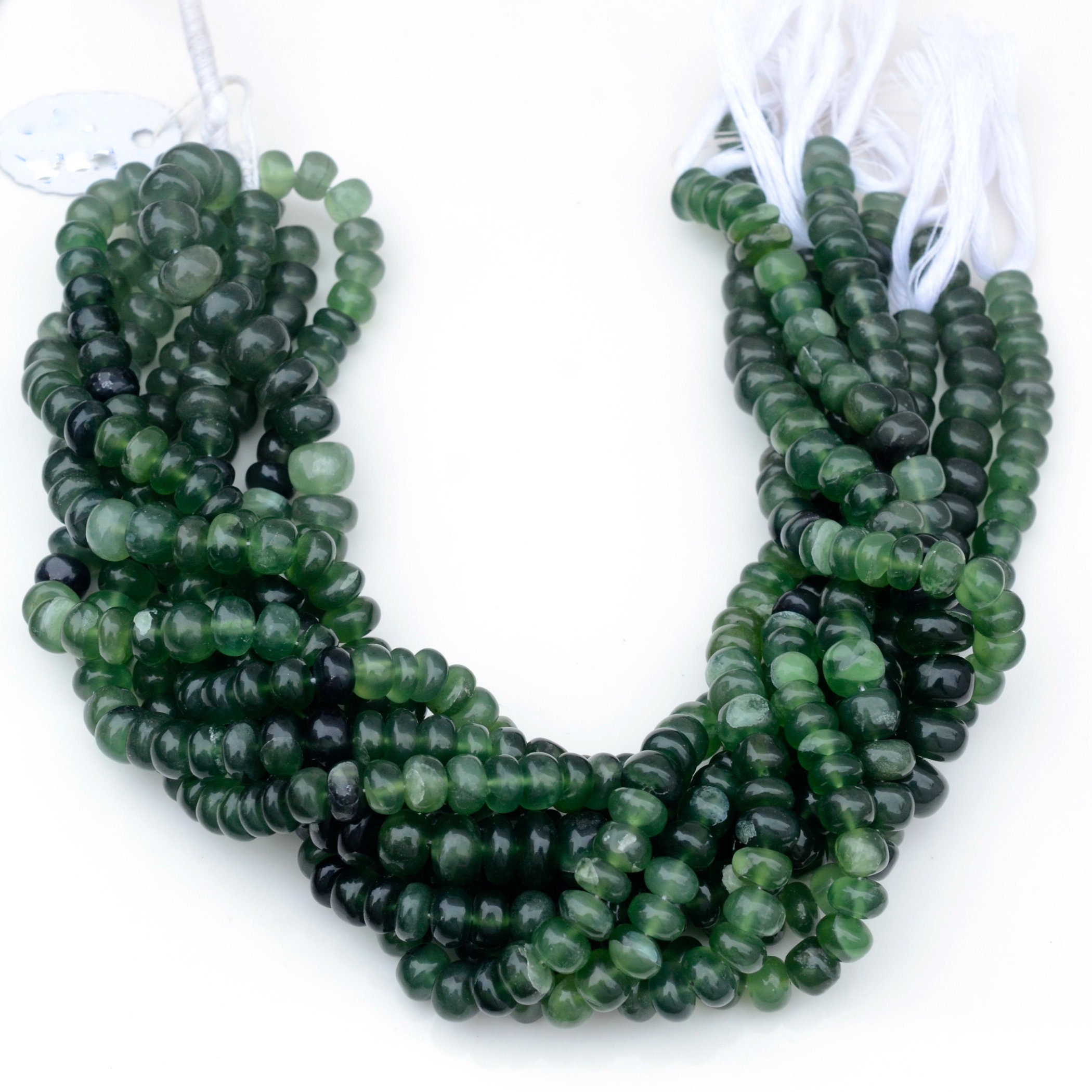Natural Green Serpentine Rondelle Beads, Serpentine Smooth Rondelle Beads, 8-9mm/10-11mm Loose Serpentine Beads, 15 Inch Strand, Gds1898
