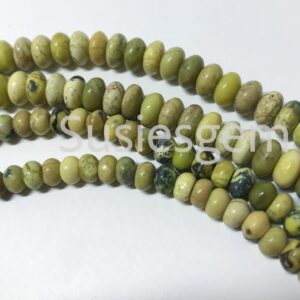 Yellow Serpentine Rondelle Beads: Natural Gemstone Spacer Beads, 15.5" Yellow Serpentine Rondelle Beads: Natural Gemstone Spacer Beads, 15.5"