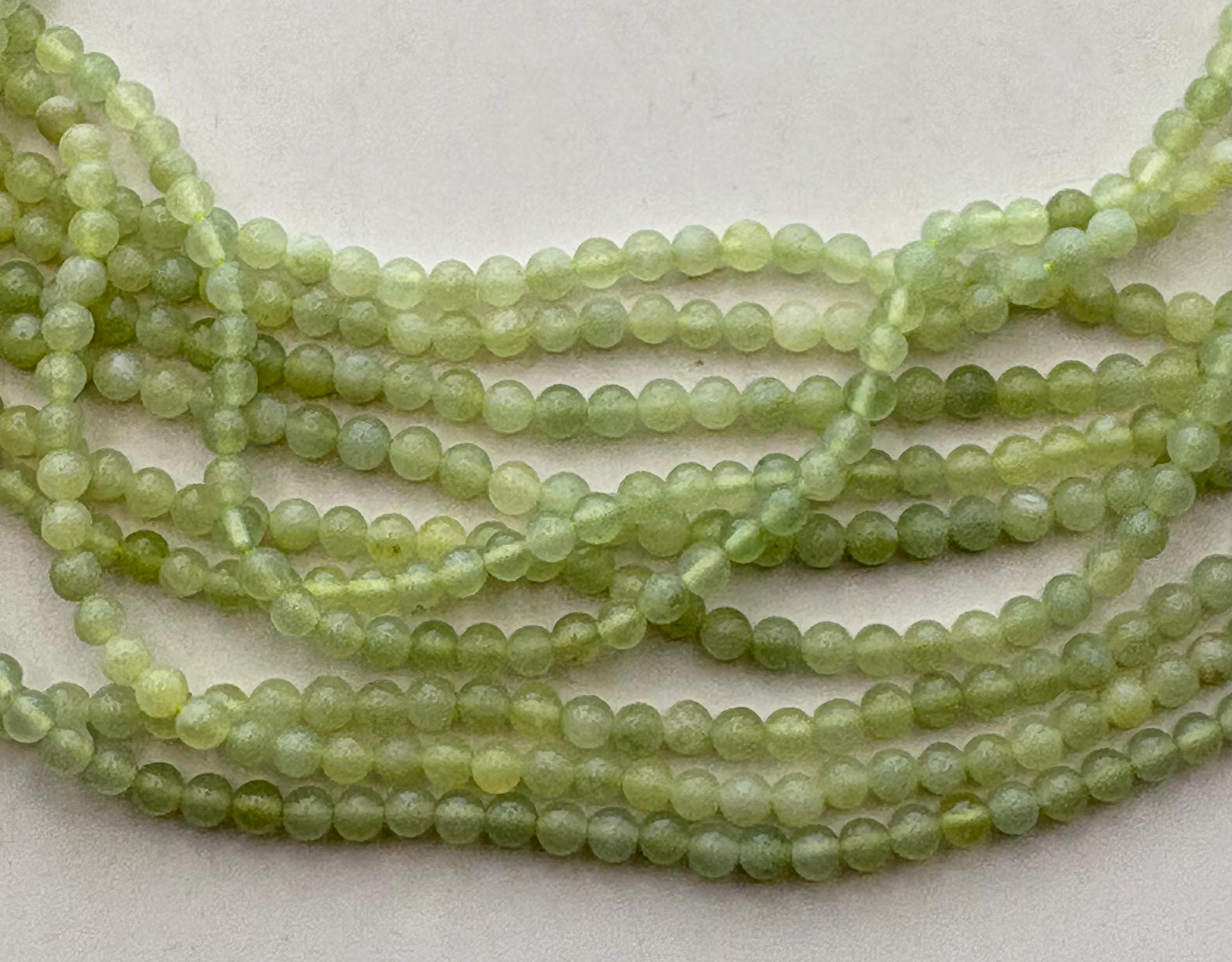 3mm Serpentine/new Jade Gemstone Beads. 15” Strand Of Light Green Round Beads, About 120 Per Strand. Light Green "jade"