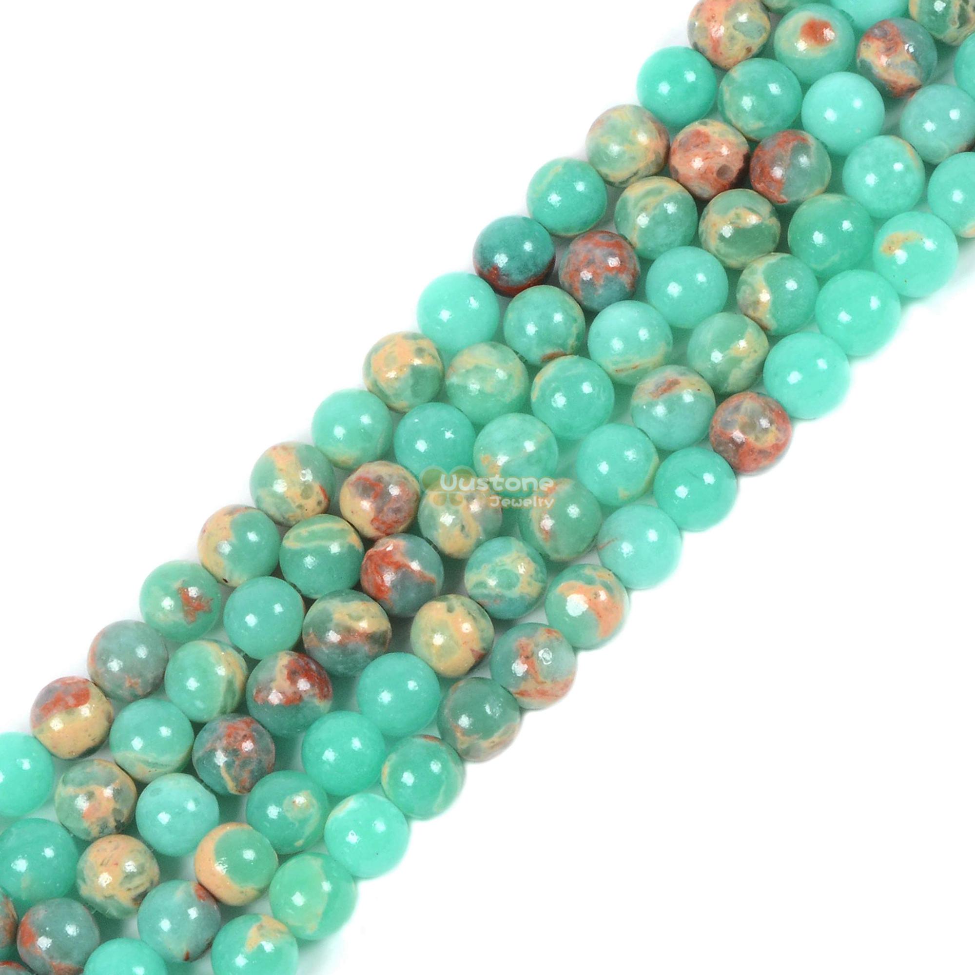 4mm Dyed Green Serpentine Round Loose Gemstone Beads Jewelry Making Diy 16"
