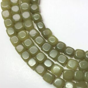 7mm Cube Yellow/green Serpentine Gemstone Beads. Full 15" Strand Of Slightly Irregular Cubes With Rounded Edges. Also Called New Jade. 7mm Cube Yellow/green Serpentine Gemstone Beads. Full 15" Strand Of Slightly Irregular Cubes With Rounded Edges. Also Called New Jade.