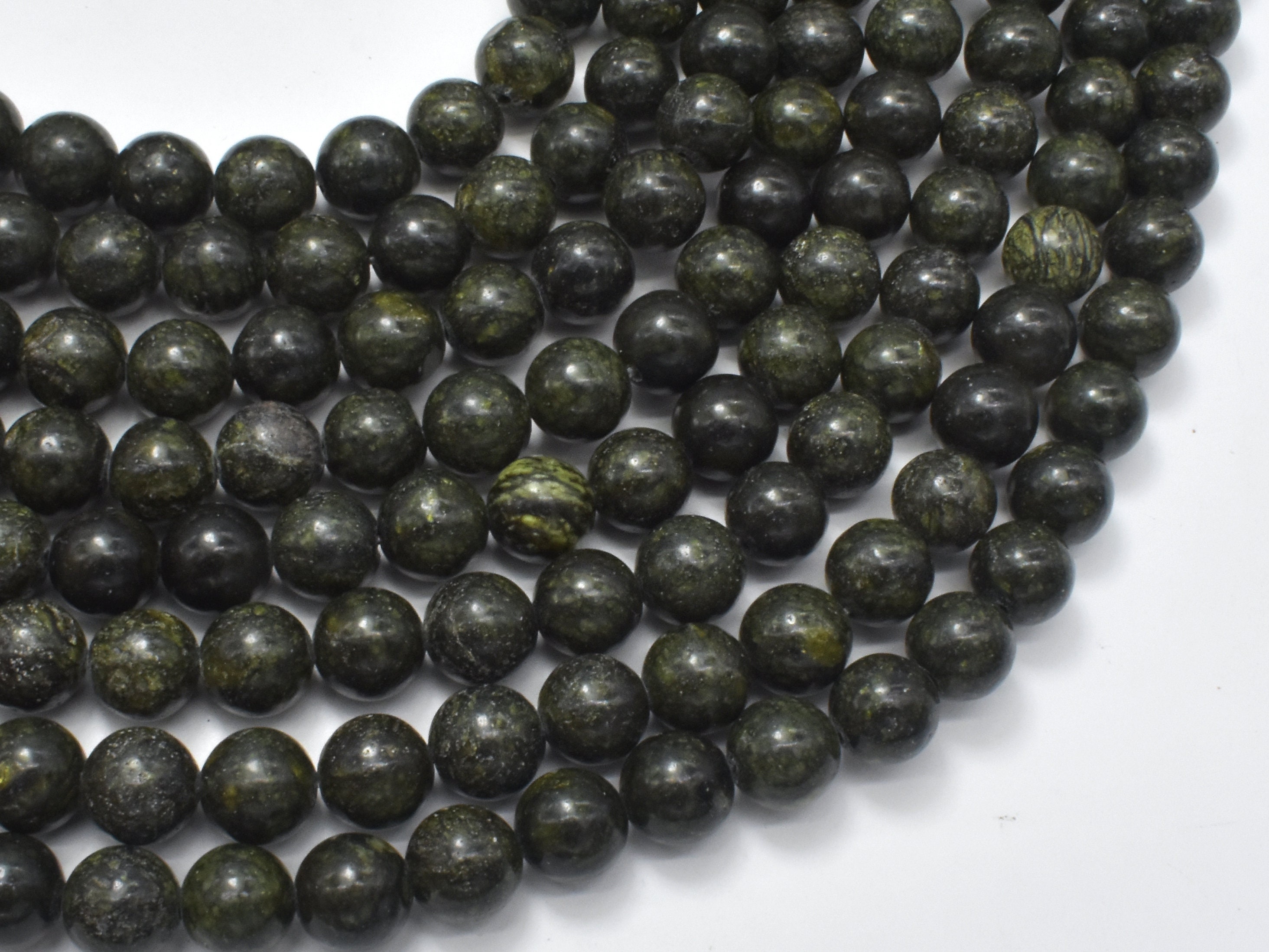 Serpentine Beads, 8mm(8.5mm) Round Beads, 15 Inch, Full Strand, Approx. 46 Beads, Hole 1mm (395054002) Serpentine Beads, 8mm(8.5mm) Round Beads, 15 Inch, Full Strand, Approx. 46 Beads, Hole 1mm (395054002)
