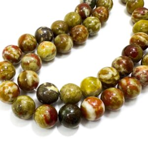 Dragon Blood Serpentine Jade Beads – Round Polished Natural Gemstone, Red Olive Green Cream Mix – Full Strand 6mm 8mm 10mm - Rn204 Dragon Blood Serpentine Jade Beads – Round Polished Natural Gemstone, Red Olive Green Cream Mix – Full Strand 6mm 8mm 10mm - Rn204