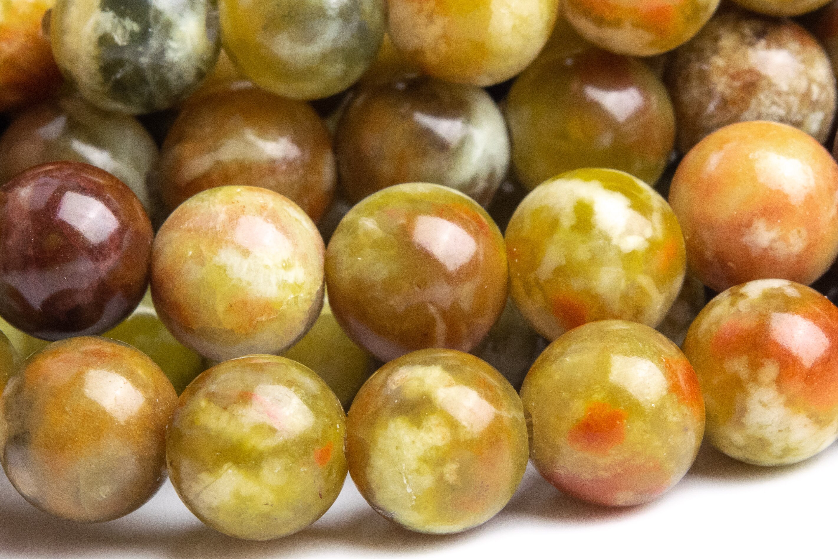 Genuine Natural Serpentine Gemstone Beads 8mm Yellow Green Round Aaa Quality Loose Beads (112533)