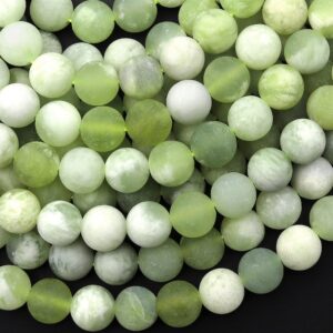 Matte Natural Green Serpentine Jade 4mm 6mm 8mm 10mm Round Beads Natural Jade 15.5" Strand