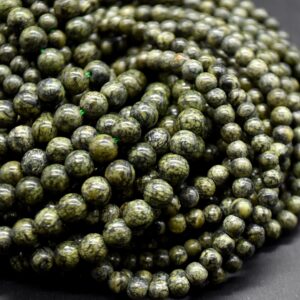 Serpentine (Mid Green) Round Beads 4mm 6mm - 14" Strand - Natural Gemstone Beads for Jewellery Making | Crystal Beads Serpentine (Mid Green) Round Beads 4mm 6mm - 14" Strand - Natural Gemstone Beads for Jewellery Making | Crystal Beads