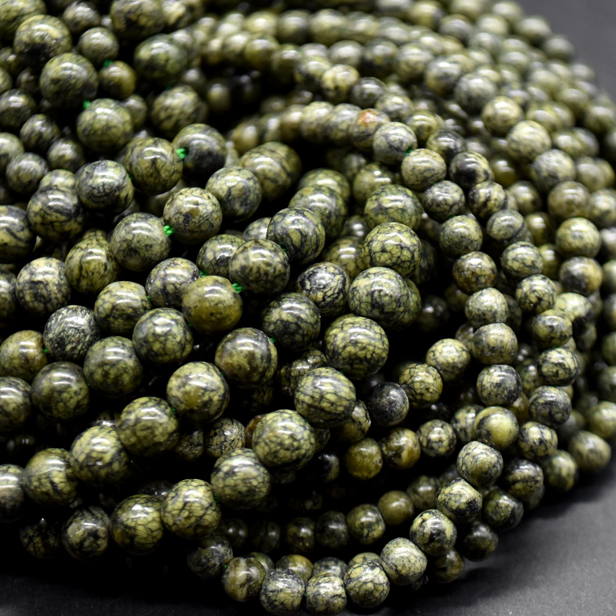 Serpentine (mid Green) Round Beads 4mm 6mm - 14" Strand - Natural Gemstone Beads For Jewellery Making | Crystal Beads