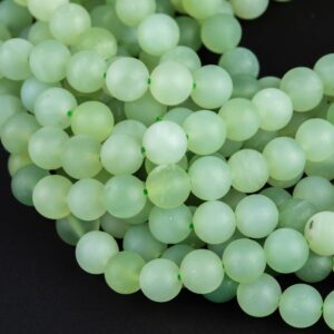 Natural Matte Green Serpentine Jade 6mm 8mm 10mm Round Beads Jade 15.5" Strand Gemstone Beads