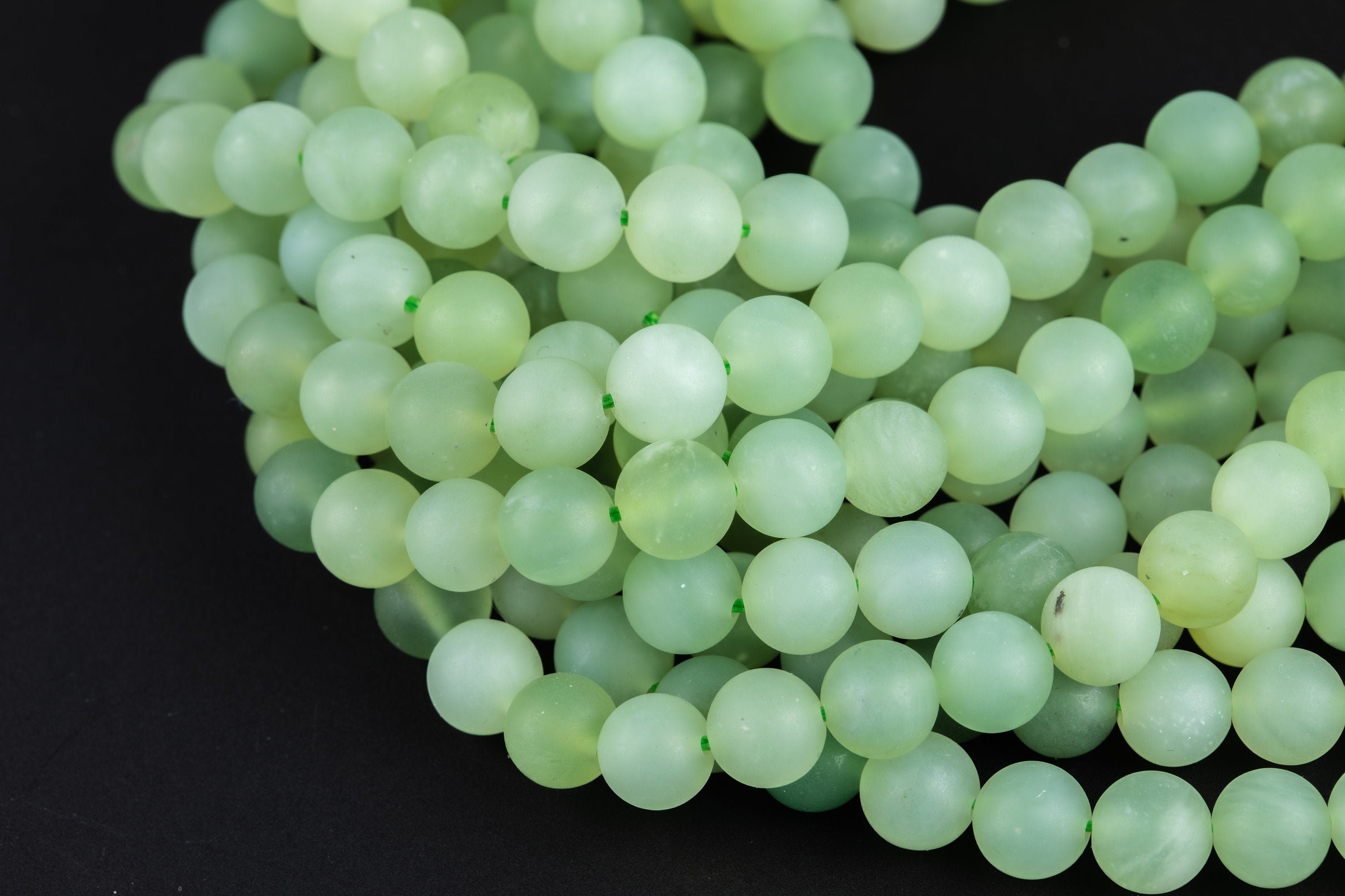 Natural Matte Green Serpentine Jade 6mm 8mm 10mm Round Beads  Jade 15.5" Strand Gemstone Beads