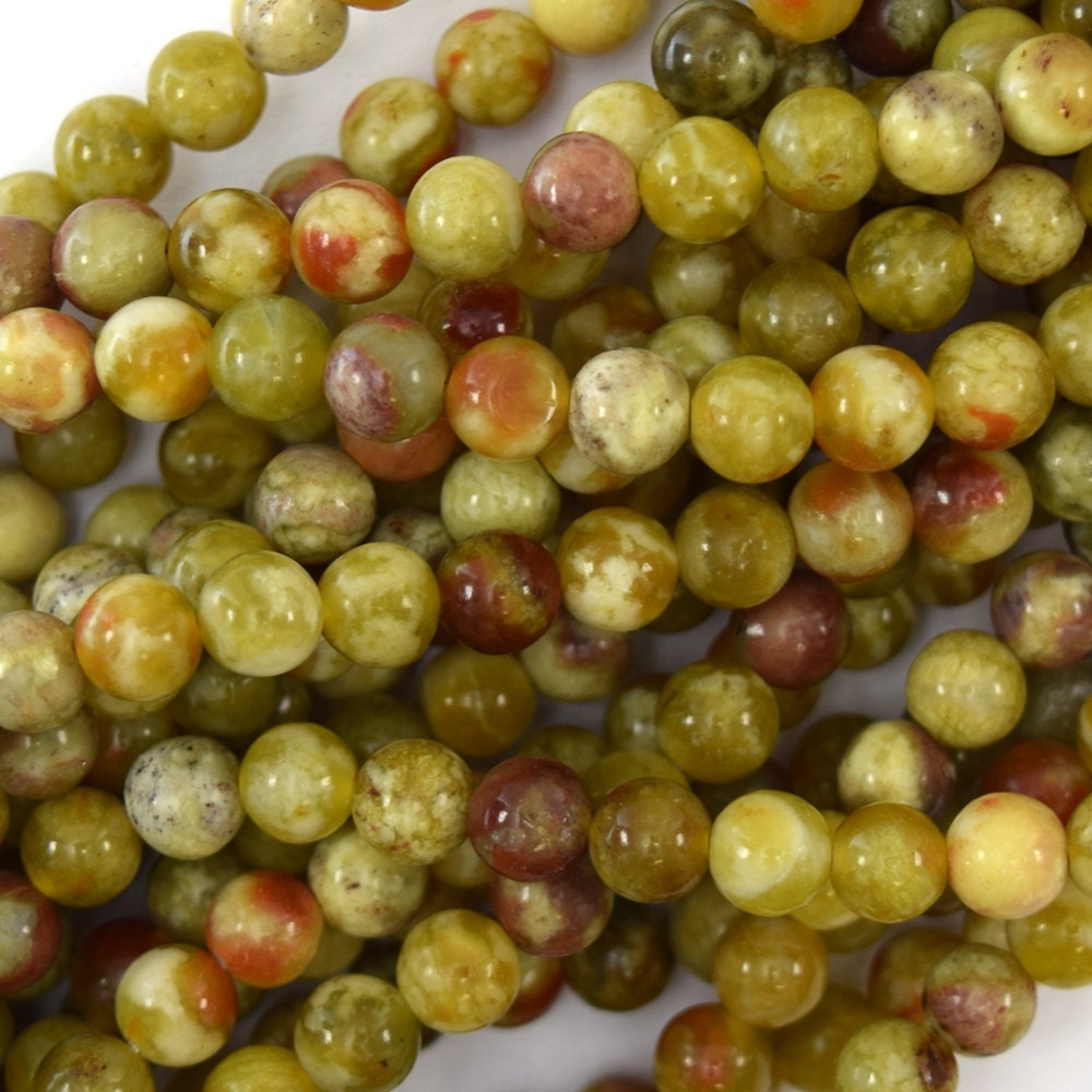 Natural Orange Green Serpentine Round Beads 15.5" Strand 6mm 8mm 10mm Natural Orange Green Serpentine Round Beads 15.5" Strand 6mm 8mm 10mm