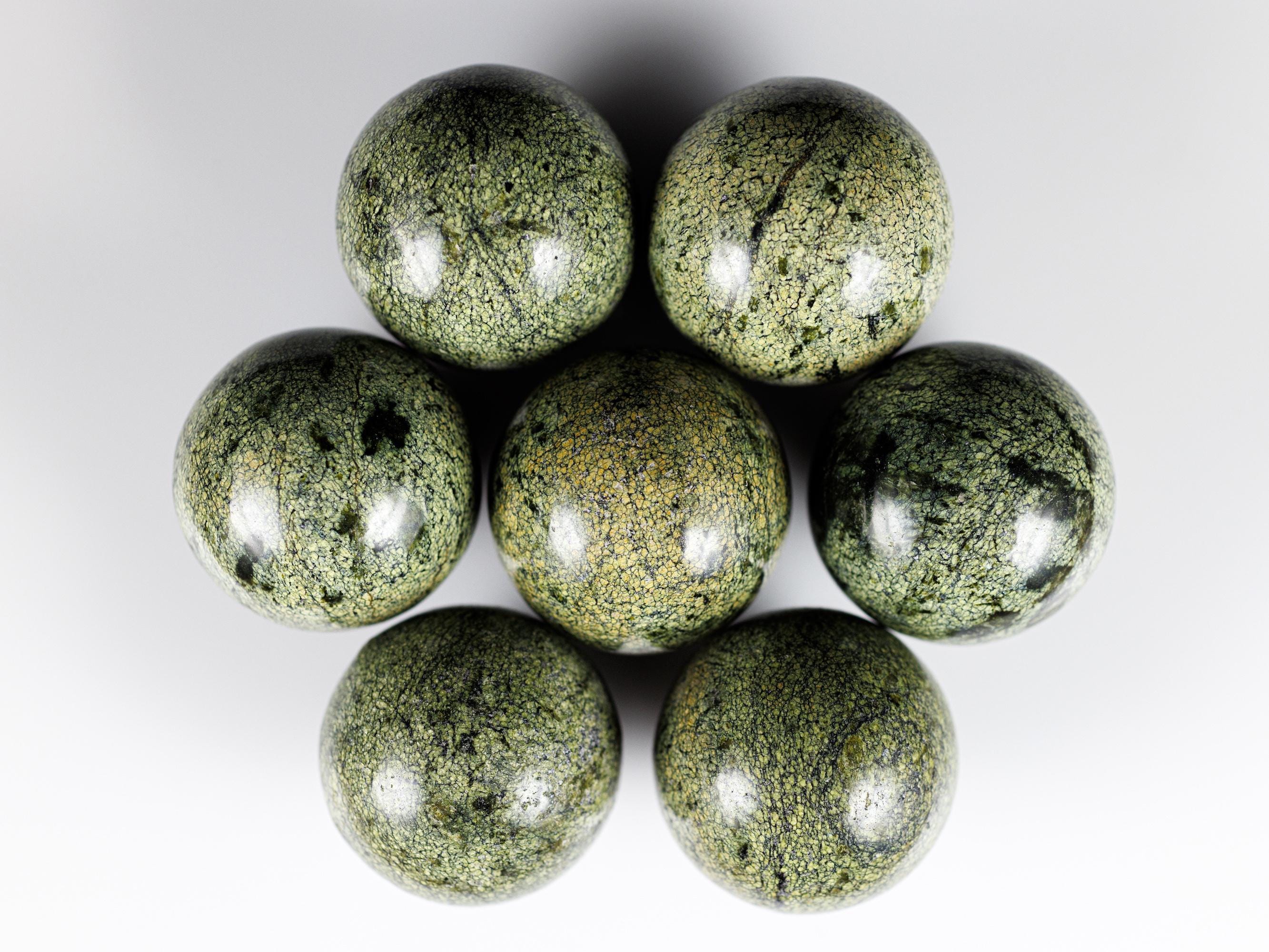 Asterite Serpentine Crystal Sphere : Natural Green Stone Ball Home Decor, Housewarming Gift, E1202