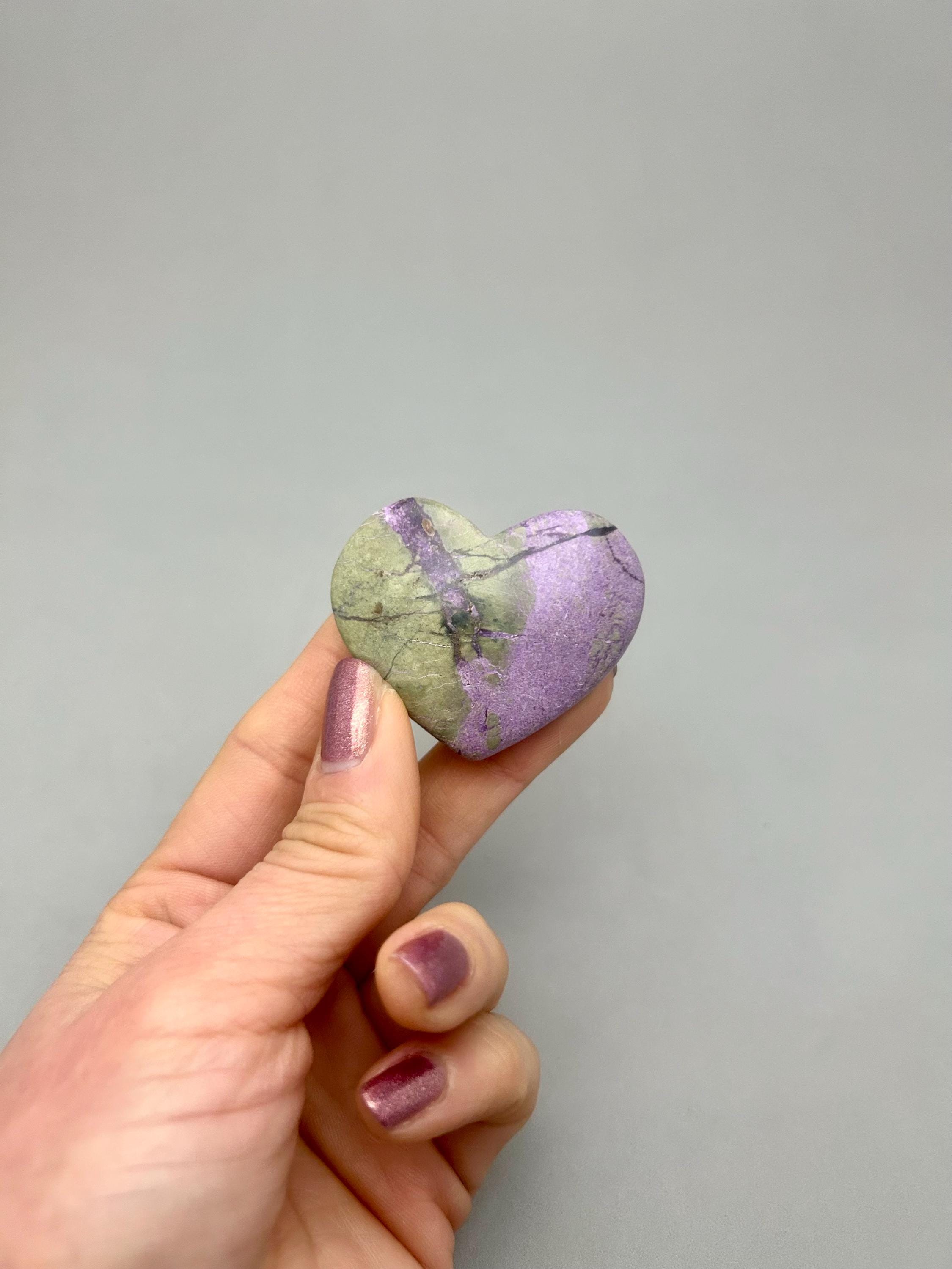 Atlantisite (serpentine & Stitchite) Heart Carving For Accessing Atlantean Energy, Past Life Crystal, Discernment, Akashic Record