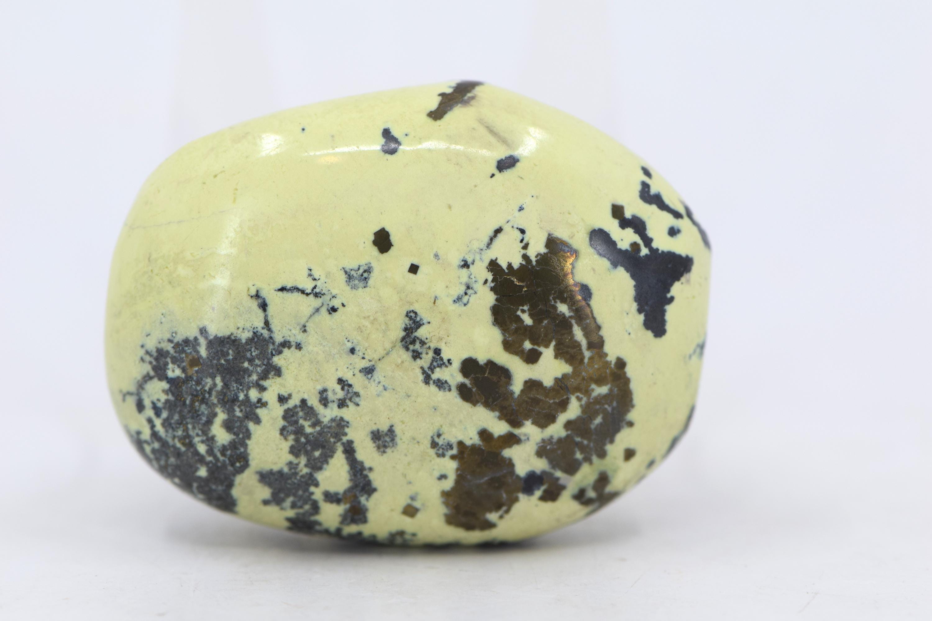 Serpentine With Cubic Pyrite Palm Stone Serpentine With Cubic Pyrite Palm Stone