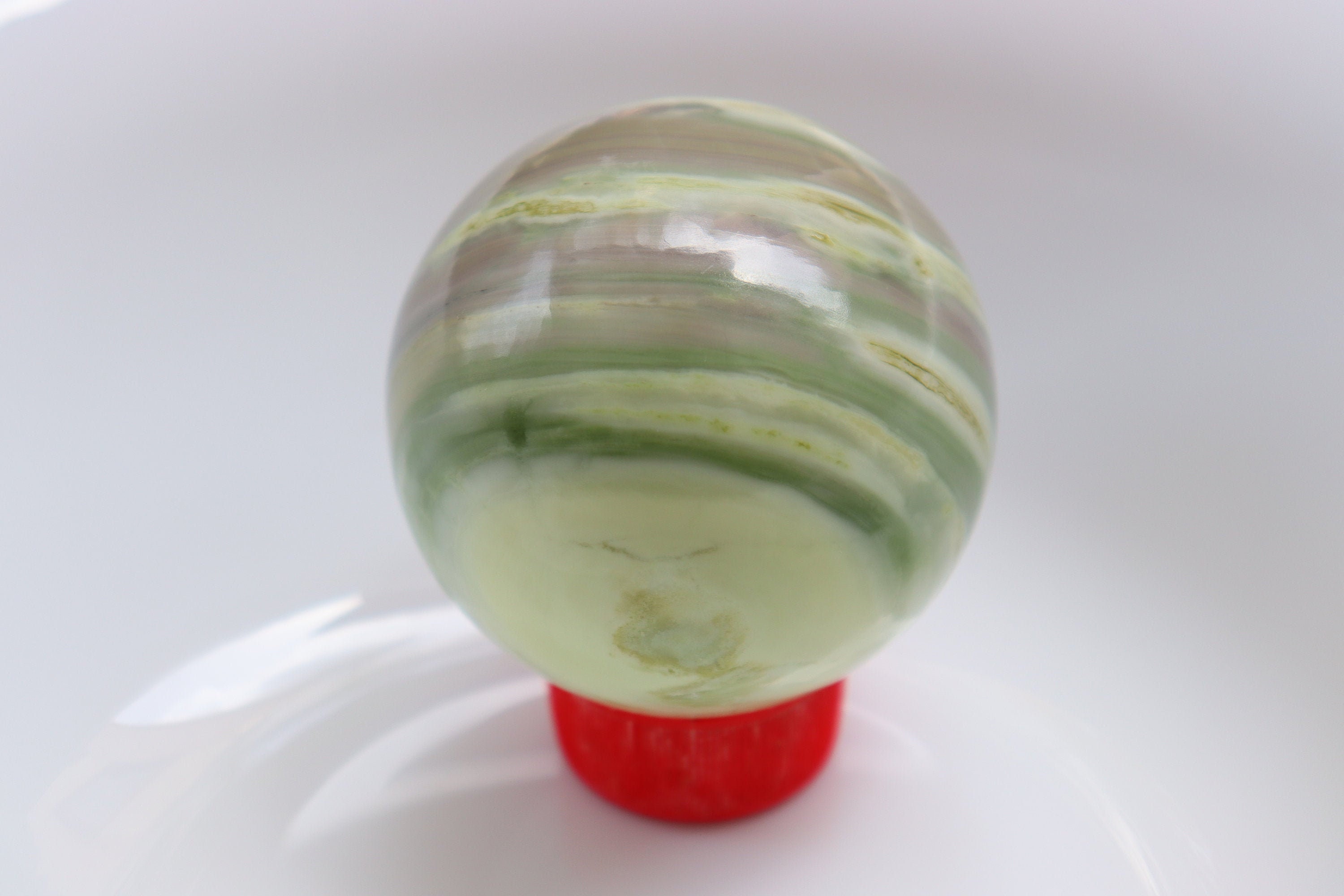 Green Serpentine Sphere Stone, Banded Green Serpentine Sphere Stone, Green Serpentine Sphere Crystal Healing, Green Serpentine Pocket Stone