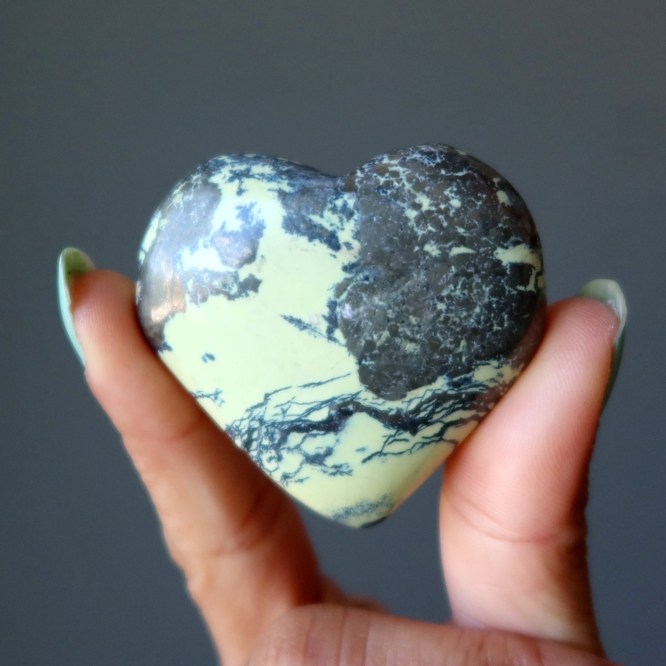 Serpentine Heart Of Gold Pyrite Generous Love Green Gemstone