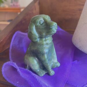 Serpentine Jade Dog Figurine, Healing Crystal Carving, Unconditional Love, Exact One, 2.5" Serpentine Jade Dog Figurine, Healing Crystal Carving, Unconditional Love, Exact One, 2.5"