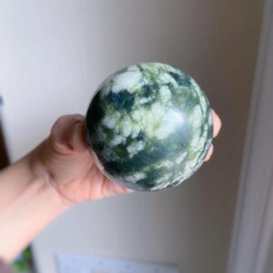 Serpentine Jade Sphere, Heart Chakra Healing Crystal Ball, Exact One, 2.25"
