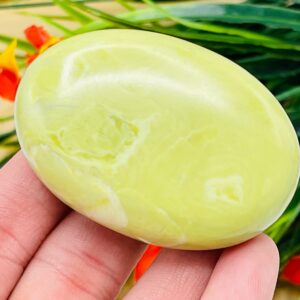 Serpentine Palm Massage Stone, Healing Crystal Pocket Stone, Polished Gemstone