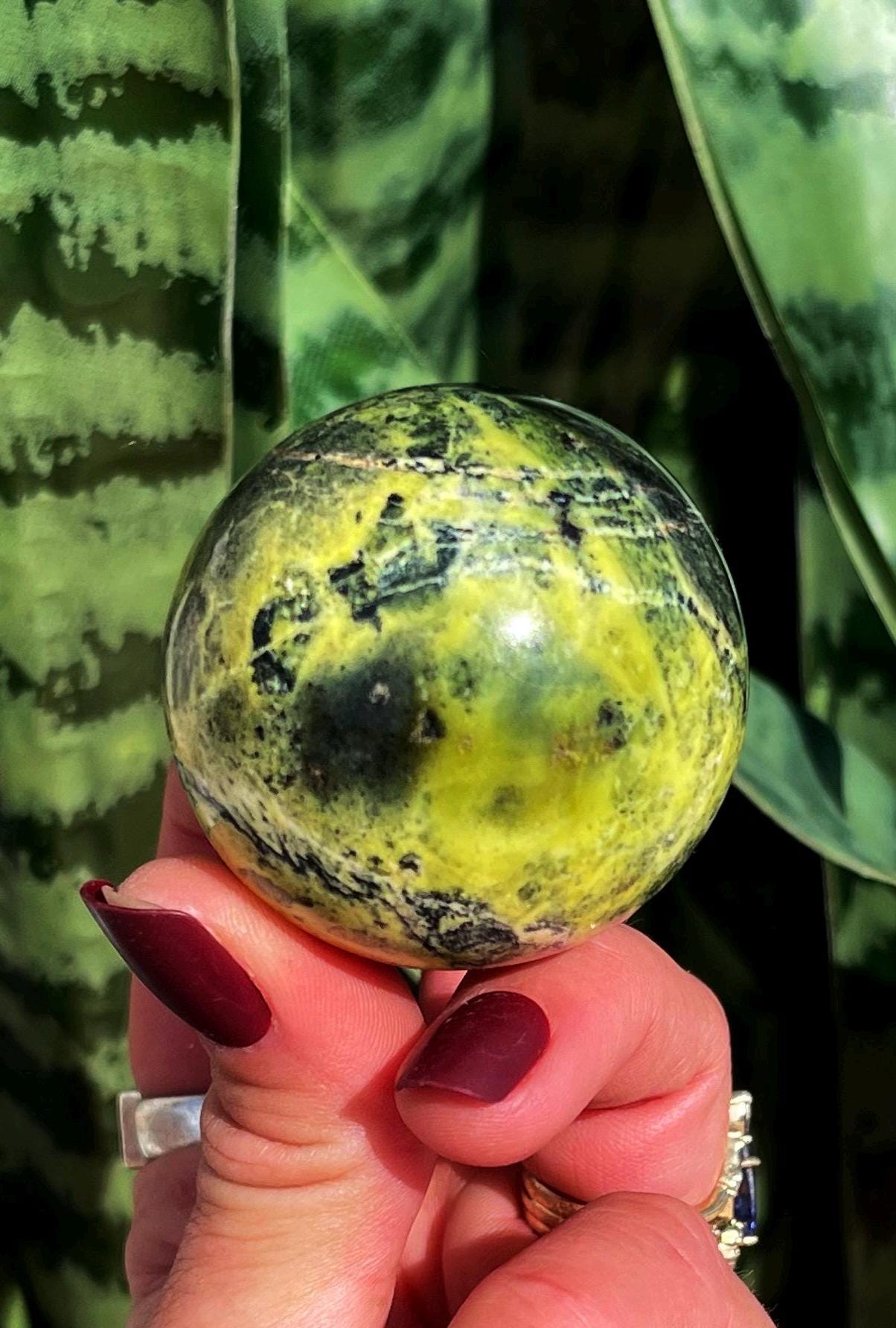 Peruvian Serpentine Sphere W/ Stand - For Vitality, Spiritual Exploration & Meditation - Kundalini Crystal - Serpentine Crystal