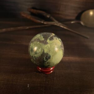 Polished Serpentine Sphere: New Jade Crystal, Root & Heart Chakra