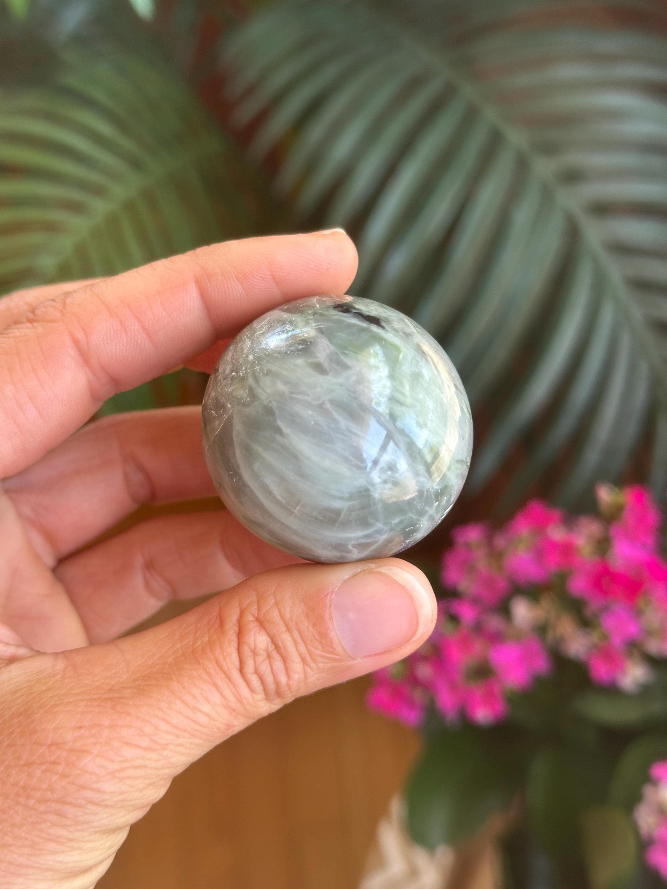 Rare Serpentine With Kammererite Sphere: Spiritual Growth Crystal