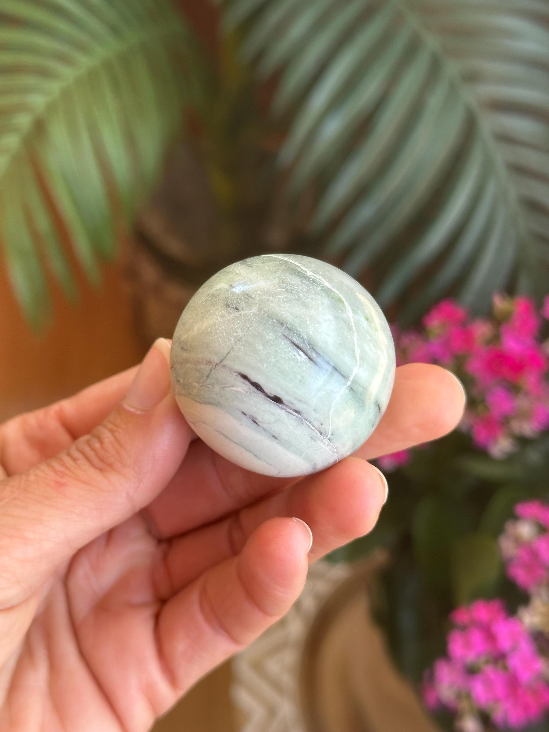 Rare Serpentine With Kammererite Sphere: Spiritual Growth Crystal