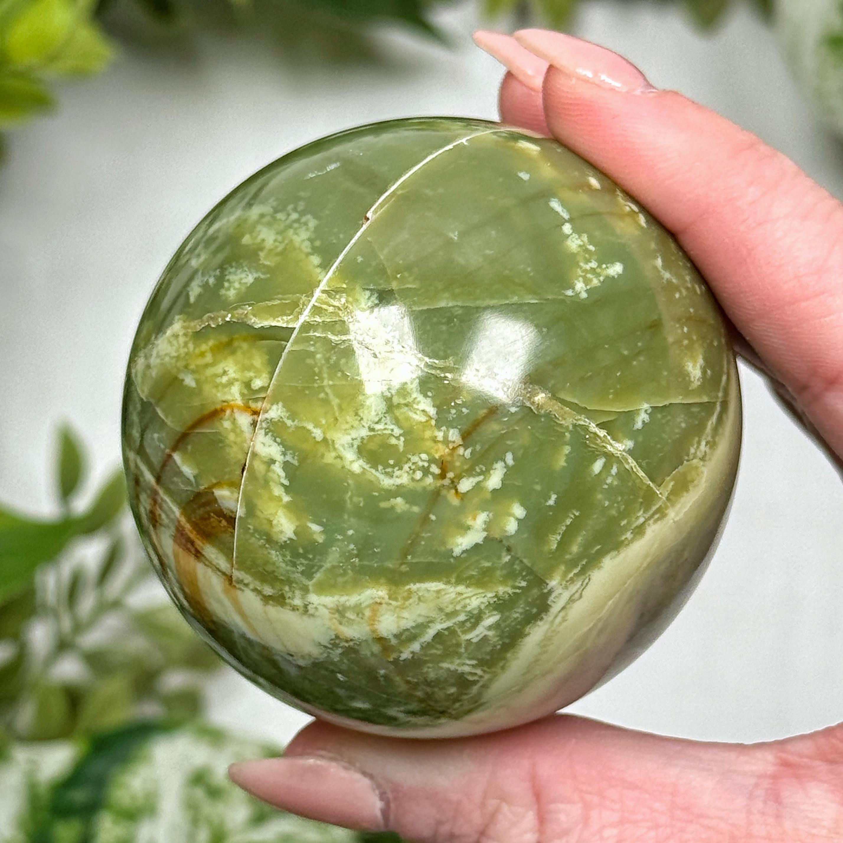 Serpentine Sphere | 58mm | - #5 (polished Green Crystal Ball, Heart Chakra, Healing Stone, Love)