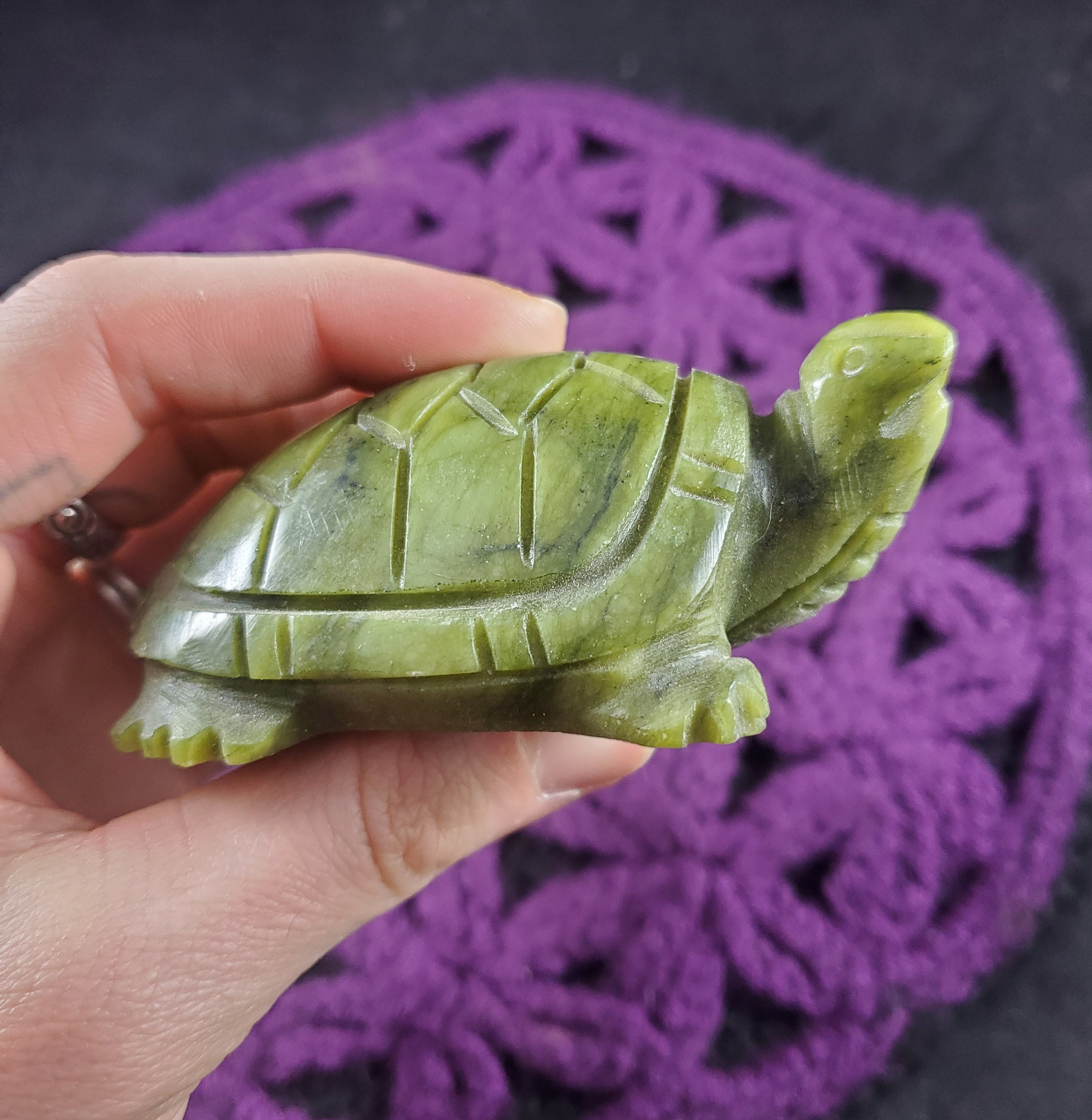 Serpentine Turtle Carving Gemstones Stones Crystals Totem Animal Dark Green Carved Turtle Serpentine Turtle Carving Gemstones Stones Crystals Totem Animal Dark Green Carved Turtle
