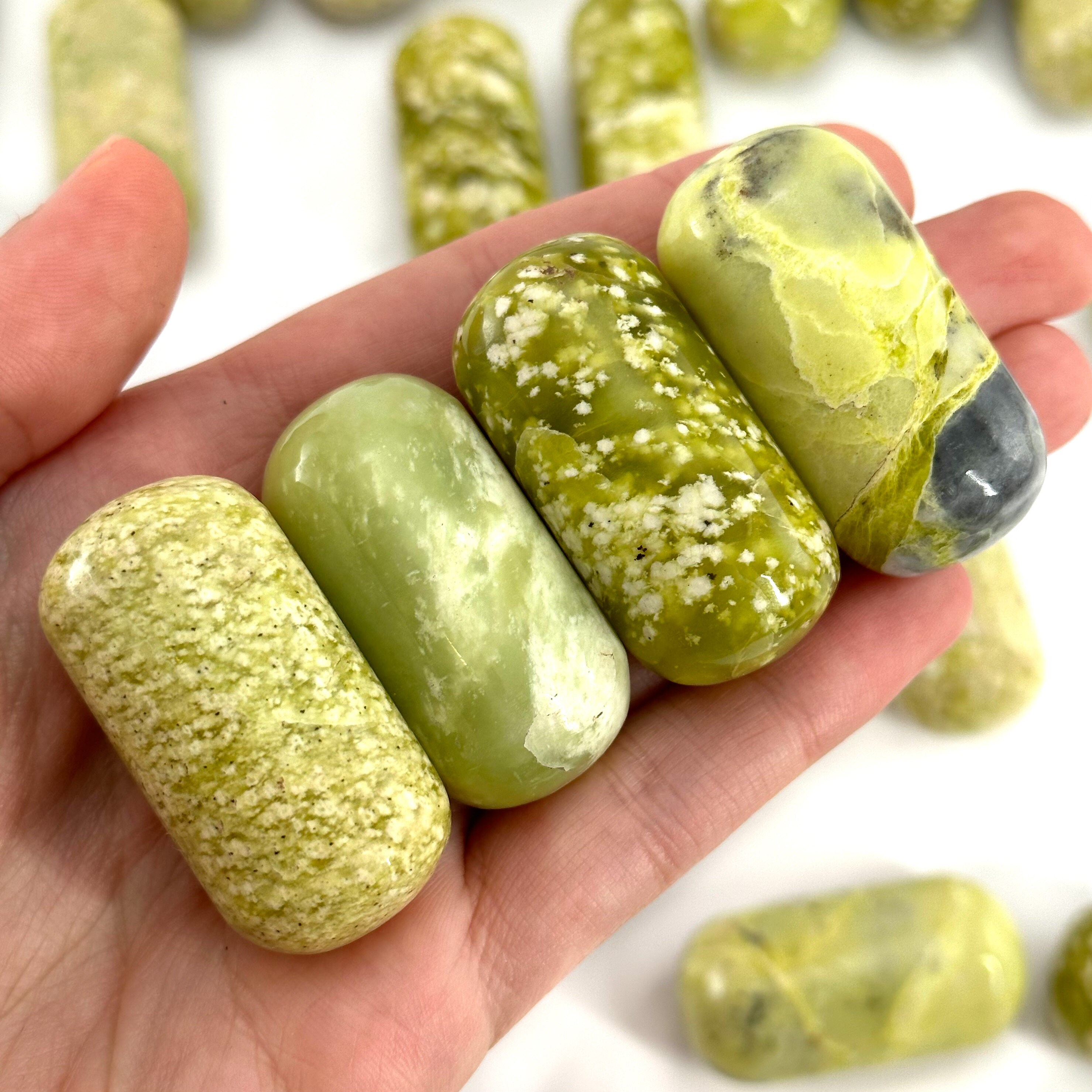 Green Serpentine Worry Stone | Polished Tumbled Crystal Lingam (heart Chakra)