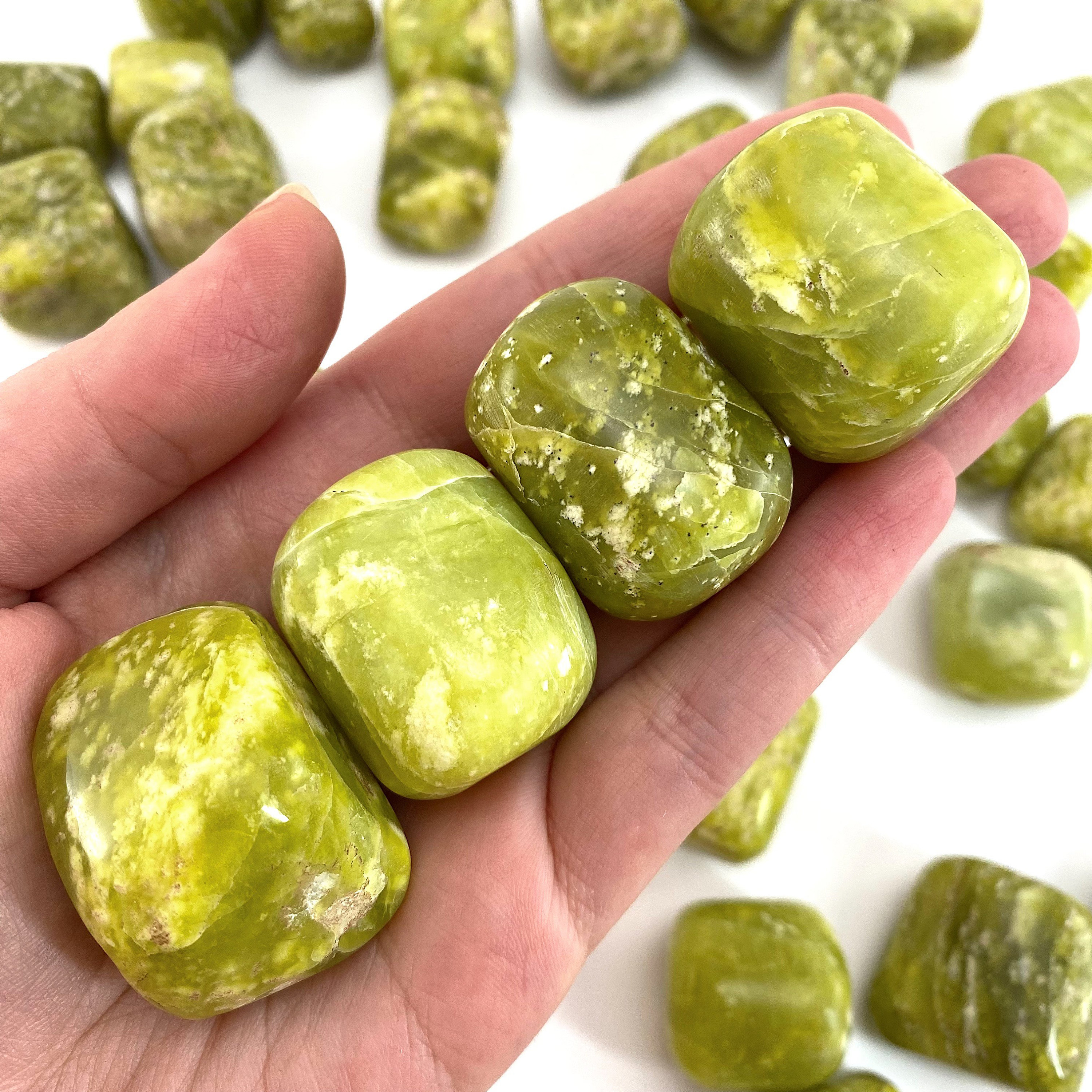 Green Serpentine Tumbled Stone | Polished Crystal Worry Stone (heart Chakra)