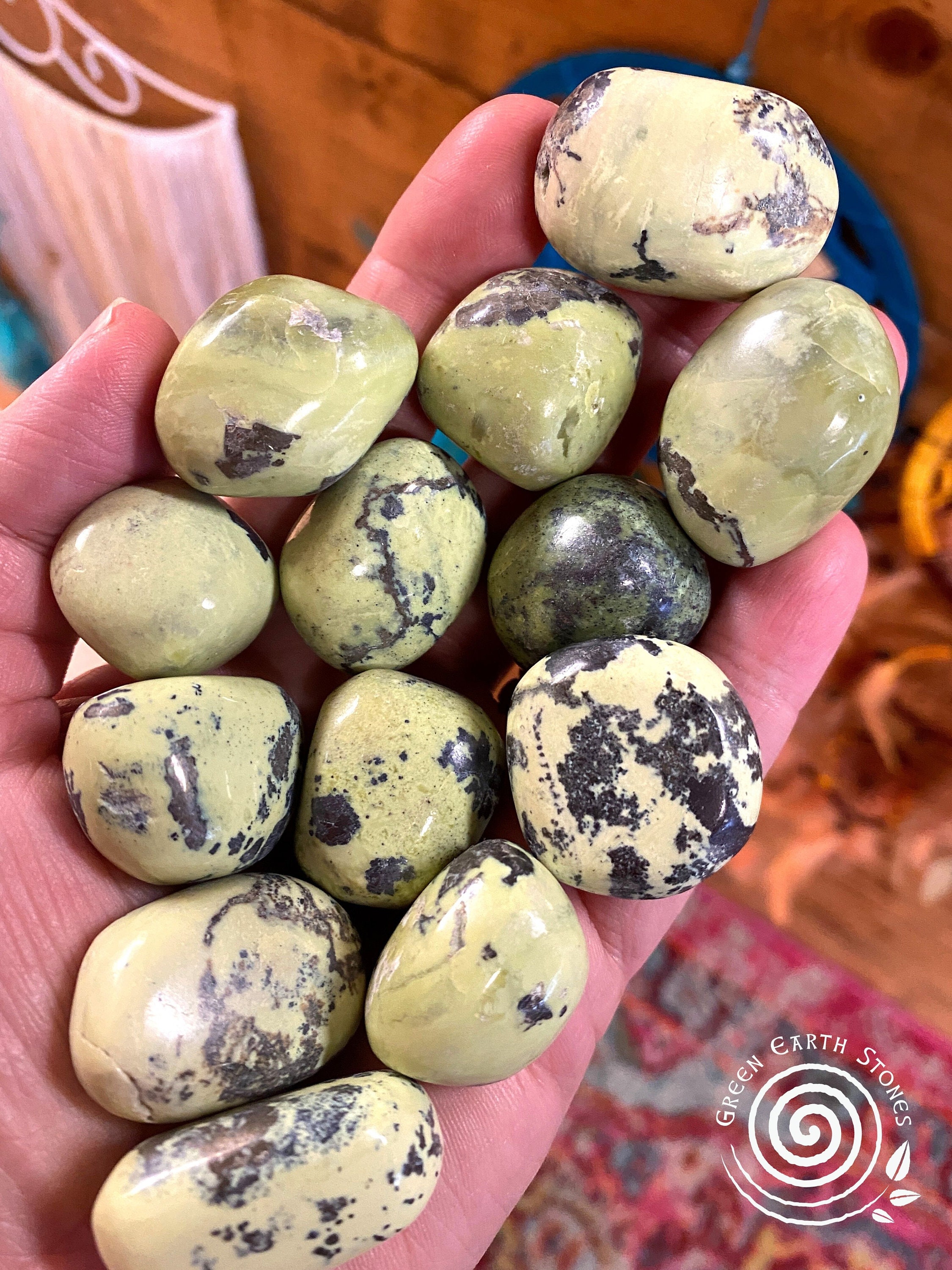 Serpentine Tumbled Stone, One, Large, Green Serpentine