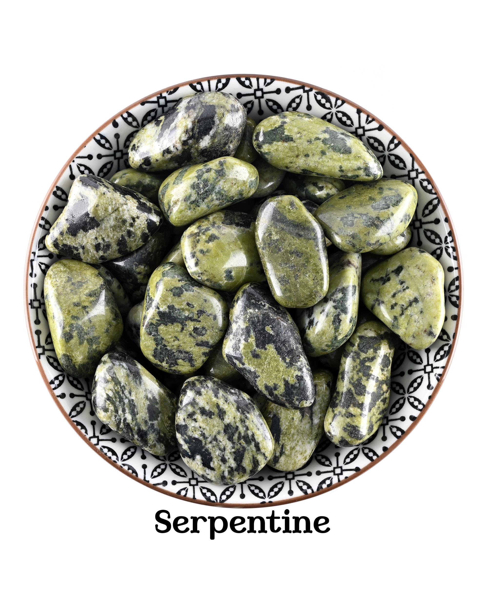 Serpentine Tumbled Stone, Polished New Jade Crystal, Altar Ritual And Healing Gem