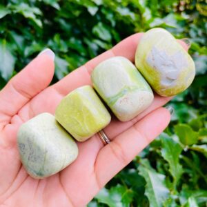 Yellow Green Serpentine Crystal: Tumbled Stone from Afghanistan Yellow Green Serpentine Crystal: Tumbled Stone from Afghanistan