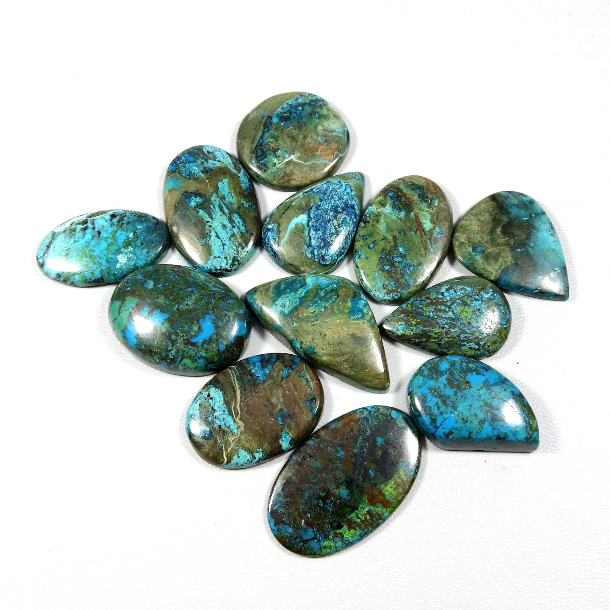Green Blue Shattuckite Gemstone. Elegant~ Shattuckite Cabochon. Natural Shattuckite. Wholesale Lot 12 Pcs 300 Cts Loose Shattuckite. Mx-8333