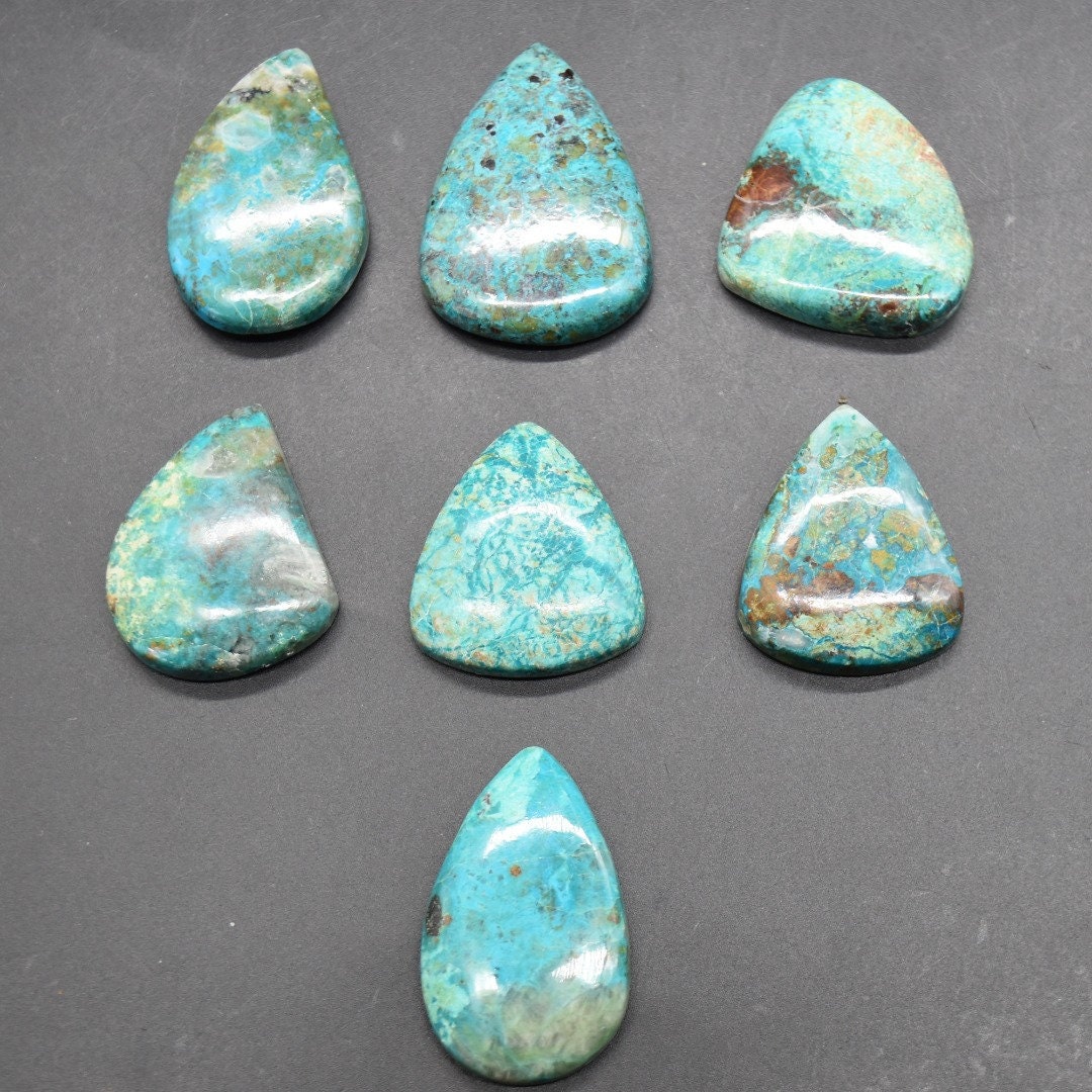 Large Shattuckite Teardrop Gemstone Cabochons - 1 Count - 7 Sizes